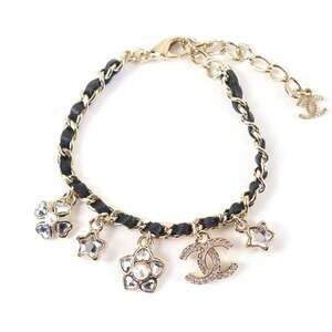 CHANEL Black Logo Charm Bracelet